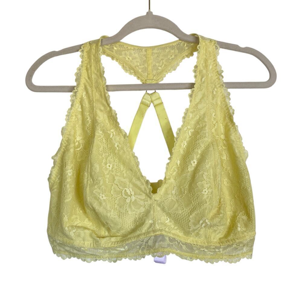 SAVAGE x FENTY Floral Lace Racerback Bralette Yellow Plus Size 3X Lingerie Bra
